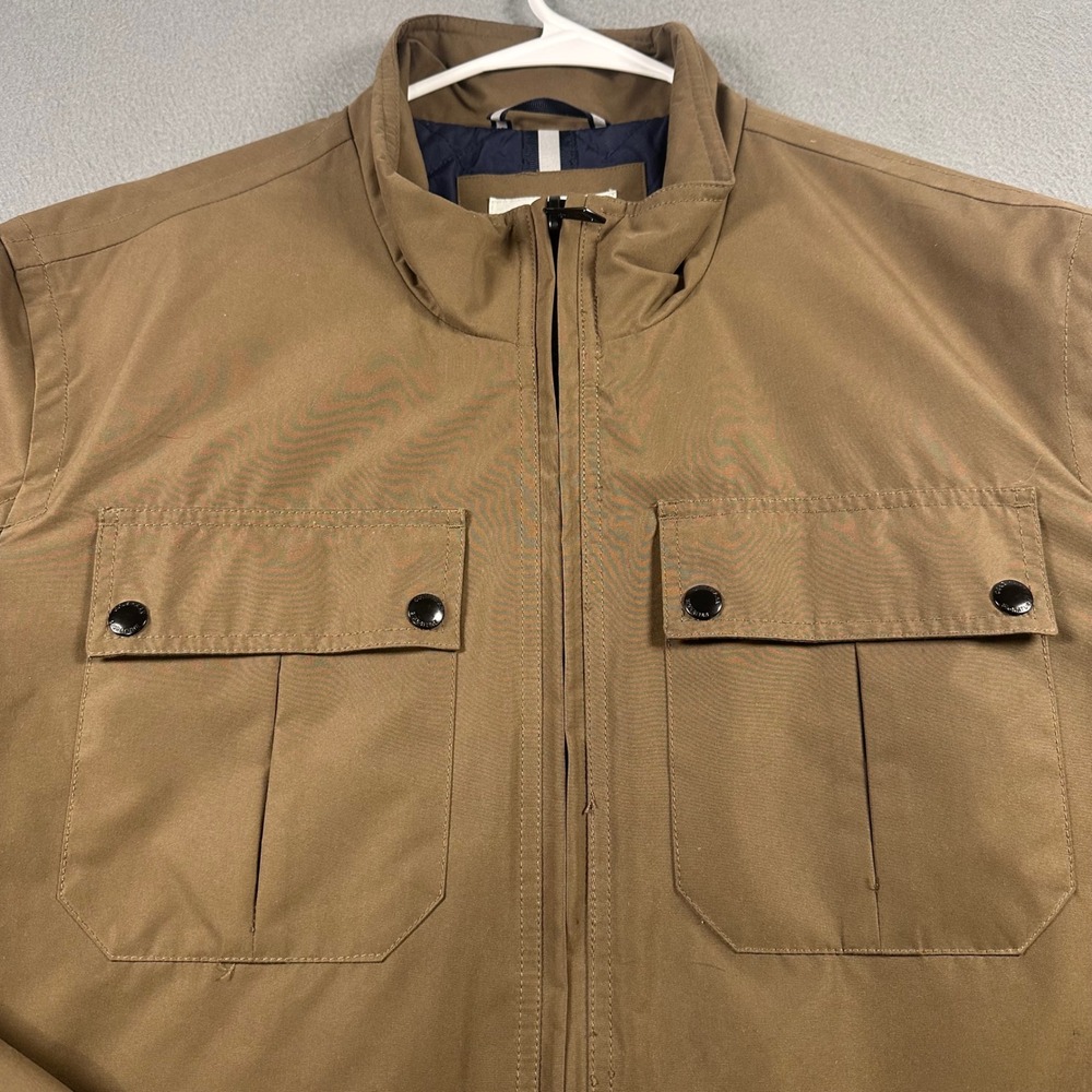 Cole Haan Signature Mens XL Brown Full Zip Quilted Lined Field Jacket Mock Neck